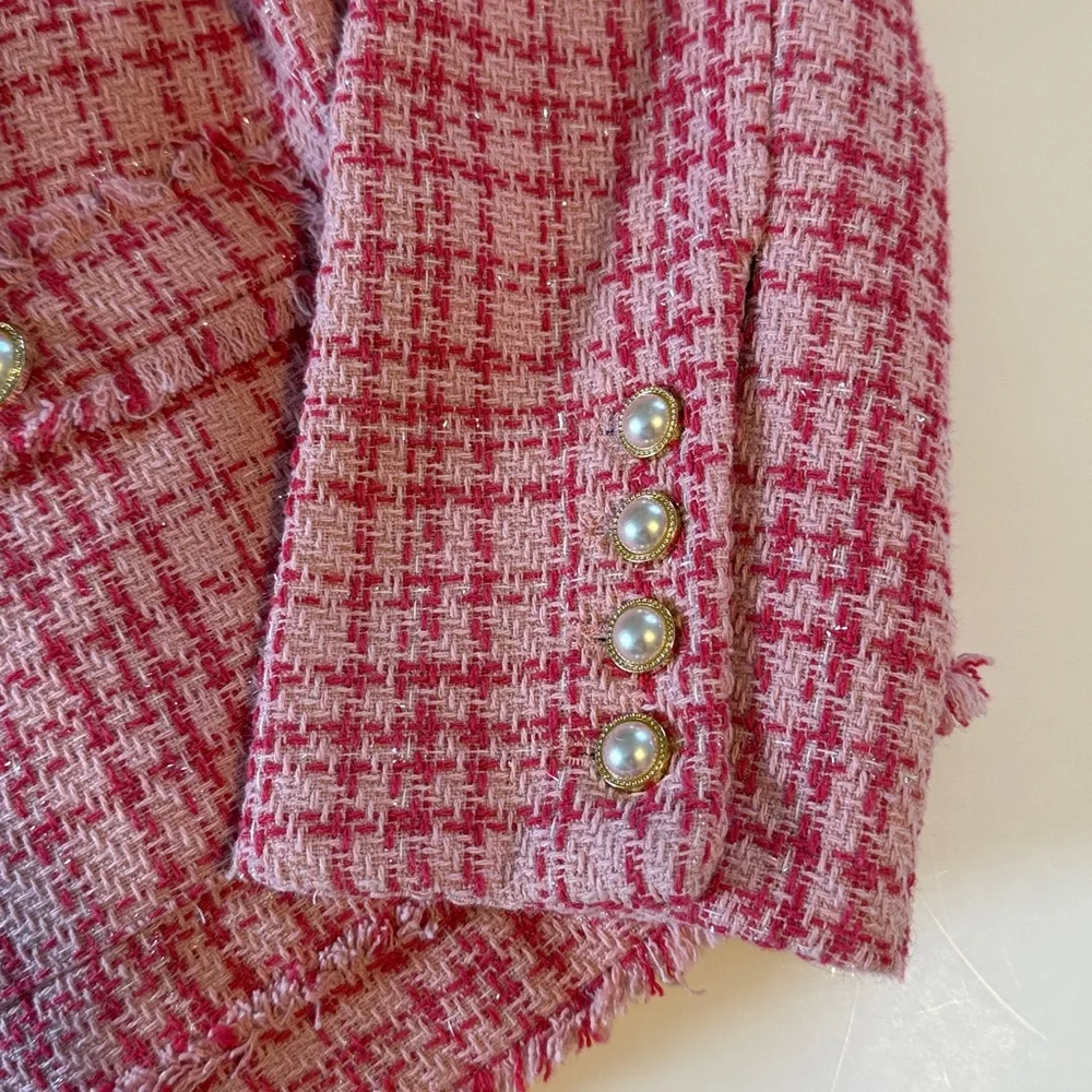 Nanette Lepore Tweed Jacket with Pearl and Gold Accents - Picture 6 of 8